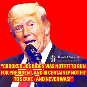 An illustration of an angry-looking Donald Trump.