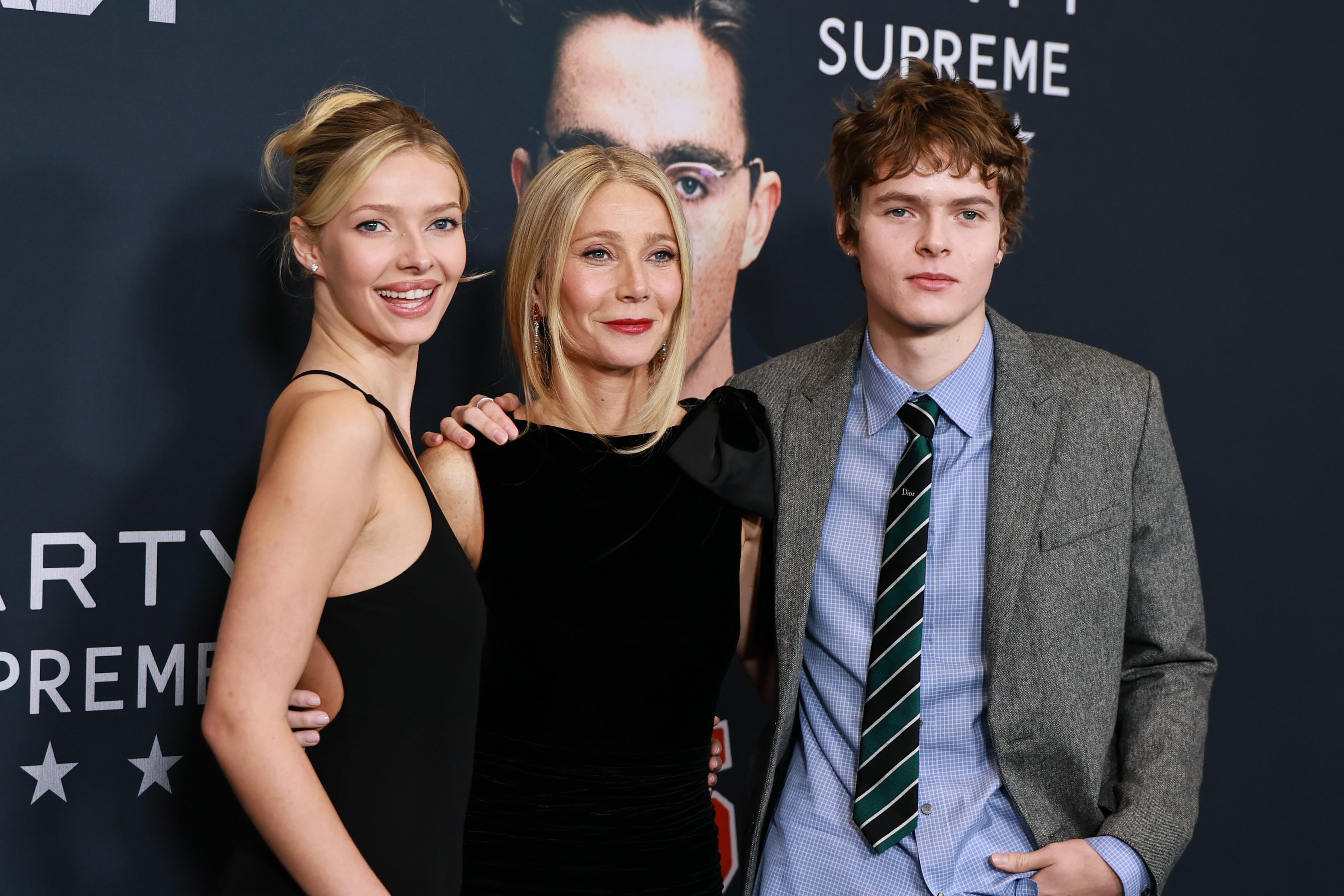 Apple Martin, Gwyneth Paltrow, and Moses Martin at the "Marty Supreme" New York Premiere on December 16, 2025.