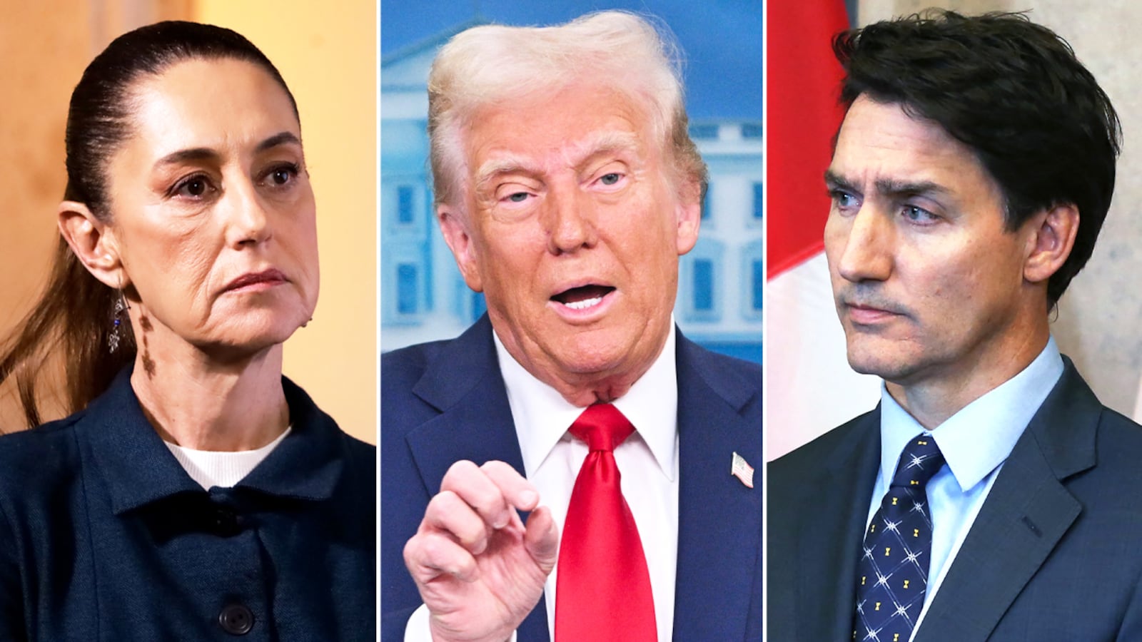 Claudia Sheinbaum, Donald Trump, and Justin Trudeau.