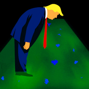 Donald Trump, reflecting pool illustration, illo