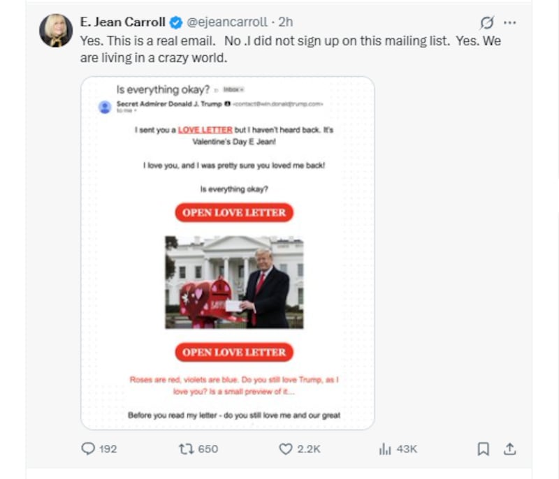 Carroll has been an outspoken critic of Trump since going public with her story in 2019.