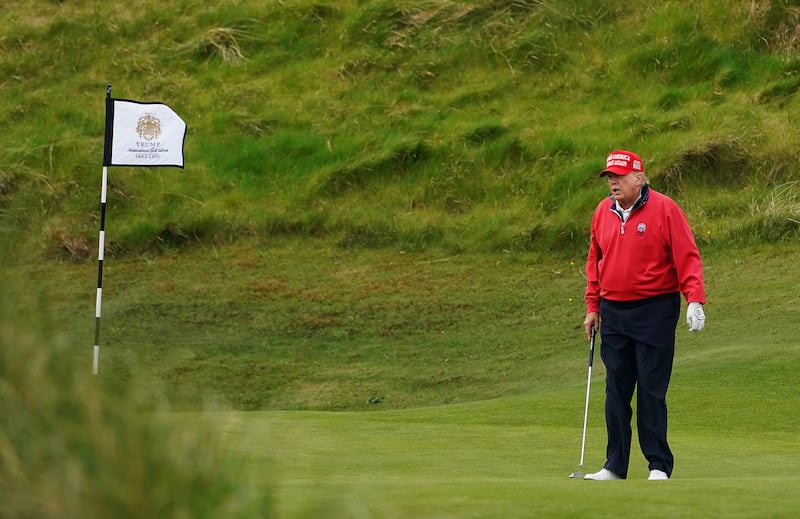 Donald Trump on the 3rd green at Trump International Golf Links & Hotel in Doonbeg, Co. Clare, Ireland.