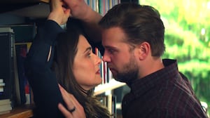 (L-R) Rachel Weisz as The Protagonist and Leo Woodall as Vladimir.