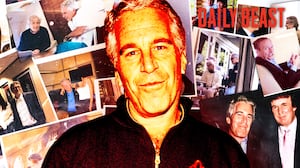 A photo illustration of Jefferey Epstein and images from the Epstein files for the Daily Beast podcast.