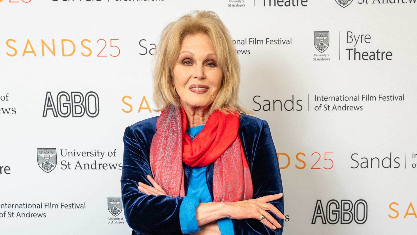 ST ANDREWS, SCOTLAND - APRIL 26: Dame Joanna Lumley attends a photocall during the Sands: International Film Festival of St Andrews on April 26, 2025 in St Andrews, Scotland. (Photo by Roberto Ricciuti/Getty Images for University of St Andrews)