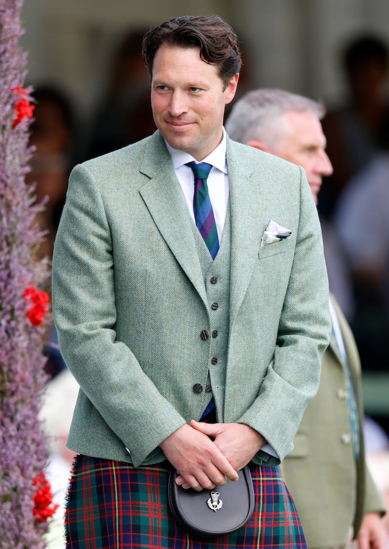 BRAEMAR, SCOTLAND - SEPTEMBER 07: (EMBARGOED FOR PUBLICATION IN UK NEWSPAPERS UNTIL 24 HOURS AFTER CREATE DATE AND TIME) Lieutenant Colonel Jonny Thompson (equerry to King Charles III) attends The Braemar Gathering 2024 at The Princess Royal and Duke of Fife Memorial Park on September 7, 2024 in Braemar, Scotland. The Braemar Gathering, renowned globally, is the most famous of the Highland Games. Every year, on the first Saturday in September, this vibrant Scottish tradition draws thousands of visitors to the small village of Braemar. With a history spanning nearly two centuries in its modern form, the Gathering stands as one of Scotland's most celebrated events. (Photo by Max Mumby/Indigo/Getty Images)