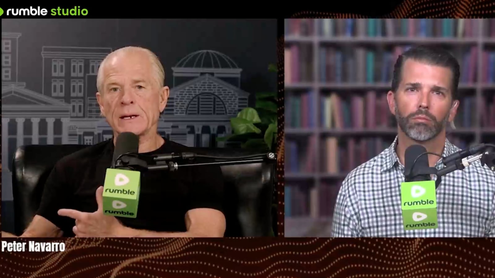 Peter Navarro appearing on Donald Trump Jr.’s podcast