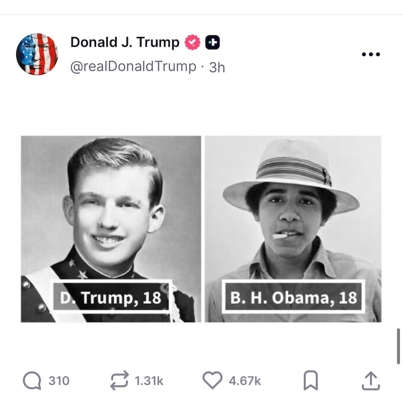 The president couldn't resist a dig at his predecessor.