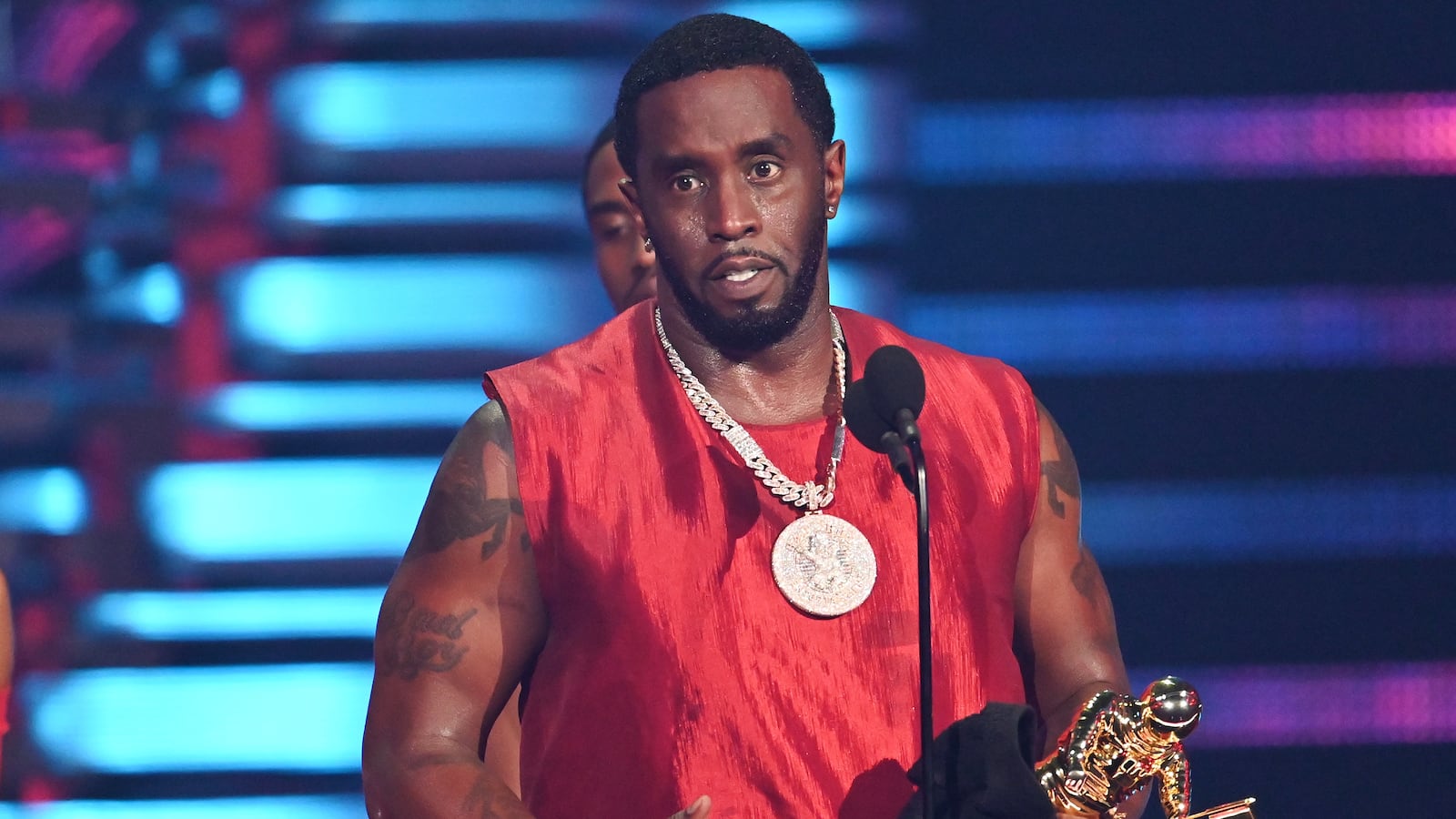 Diddy accepts the Global Icon Award onstage at the 2023 MTV Video Music Awards held at Prudential Center on September 12, 2023 in Newark, New Jersey.