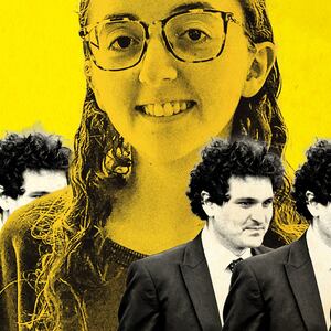 A photo illustration of Caroline Ellison and Sam Bankman-Fried.