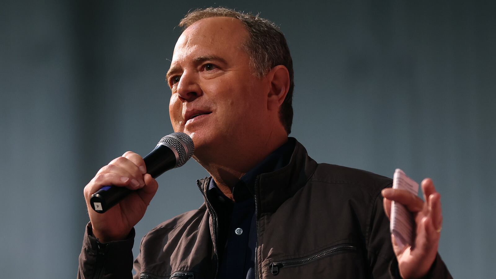 Democratic Senate candidate U.S. Rep. Adam Schiff (D-CA) speaks during a Get Out the Vote meet and greet at IATSE Local 80 on March 4, 2024, in Burbank, California.