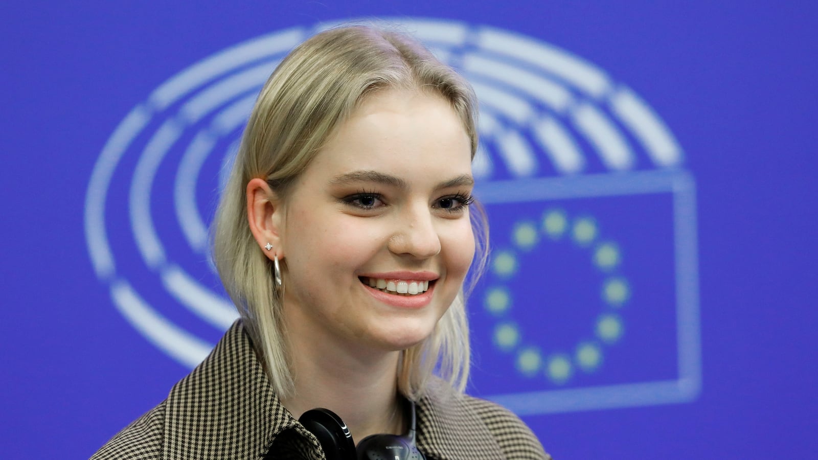 Alexei Navalny's daughter Daria Navalnaya speaks during a press conference after accepting the Sakharov Prize on behalf of imprisoned father.