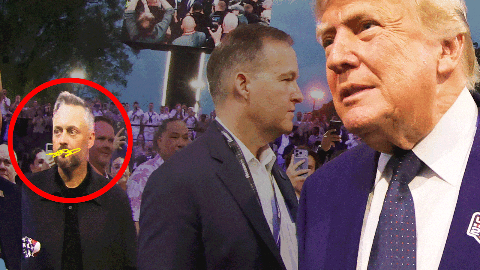Nate Bargatze and Donald Trump at the UFC fighting event at the White House