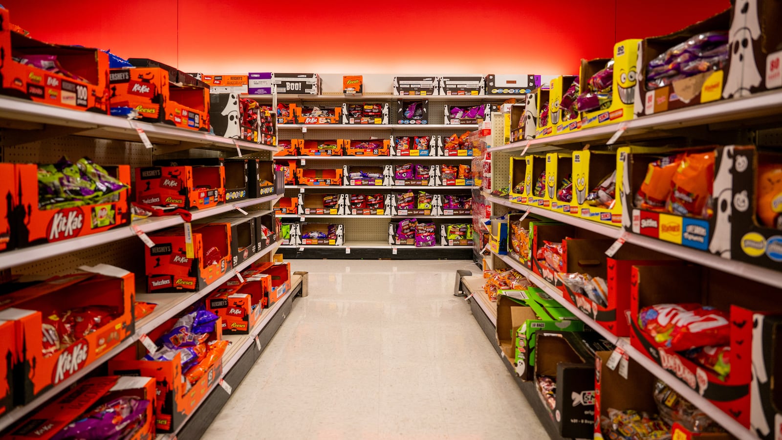 Halloween candy is seen on shelves at a Target store.