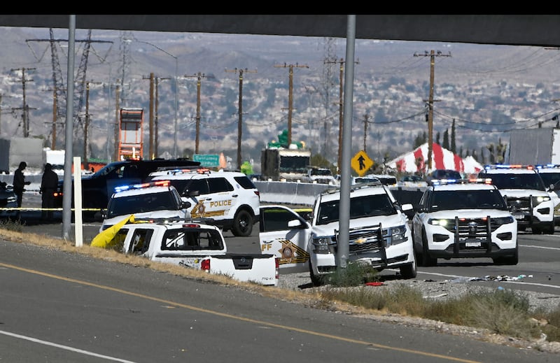 Photograph of police cars after a chase with Anthony Graziano