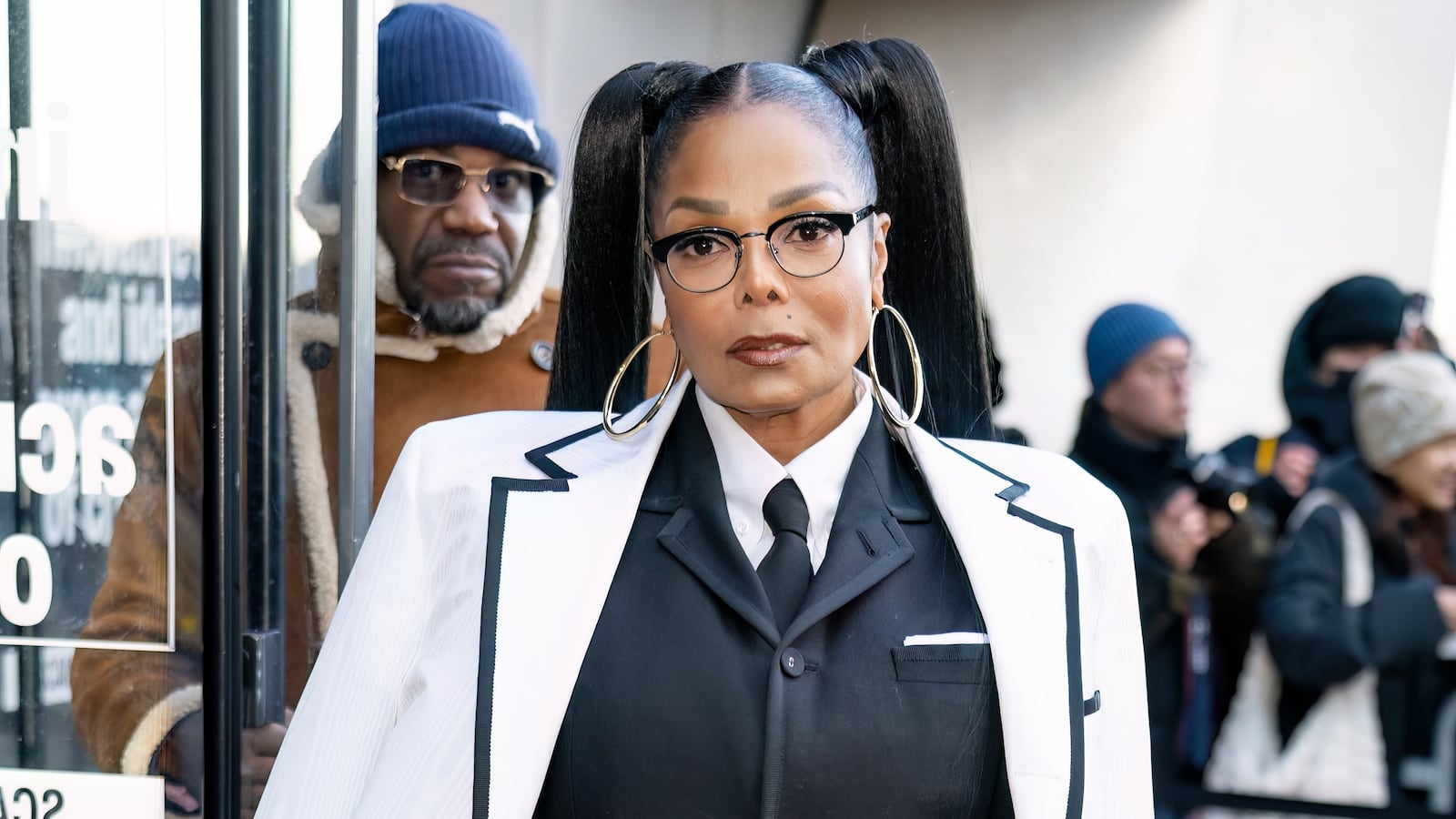 Singer/actress Janet Jackson is seen arriving to the Thom Browne fashion show during New York Fashion Week at The Shed on February 14, 2024 in New York City.