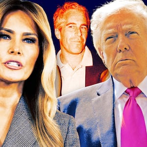 A photo composite of Melania, Donald Trump, and Jeffrey Epstein.