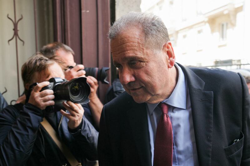 LR senator for Pyrenees-Atlantiques Max Brisson arrives to attend an emergency executive board meeting called by French right-wing party Les Republicains (LR) vice-president at the Musee Social in Paris on June 12, 2024. The president of the French right-wing party Les Republicains (LR) is threatened to be expelled after calling for an alliance with French far-right party Rassemblement National (RN), ahead of snap elections for a new National Assembly. (Photo by Dimitar DILKOFF / AFP) (Photo by DIMITAR DILKOFF/AFP via Getty Images)