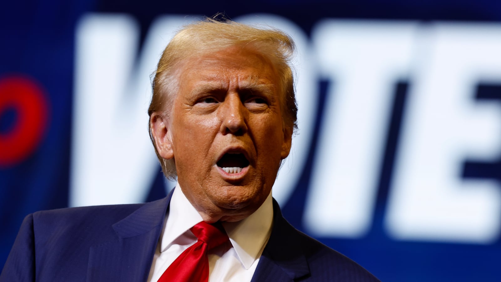 Donald Trump speaks during a campaign rally.