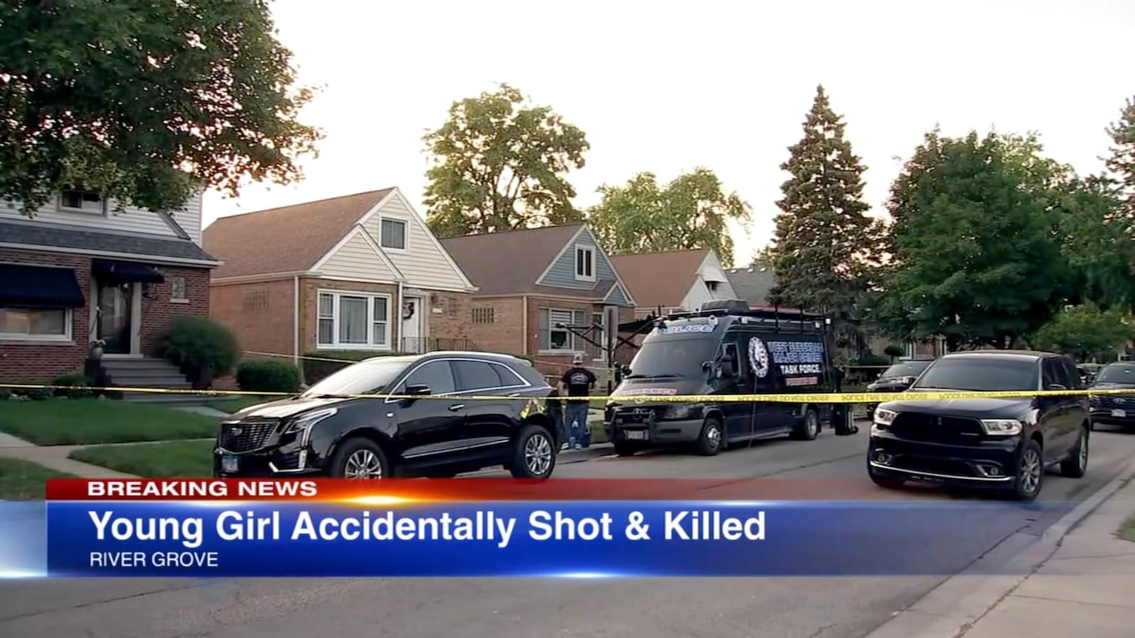 The scene where a young girl was shot in River Grove, Illinois.