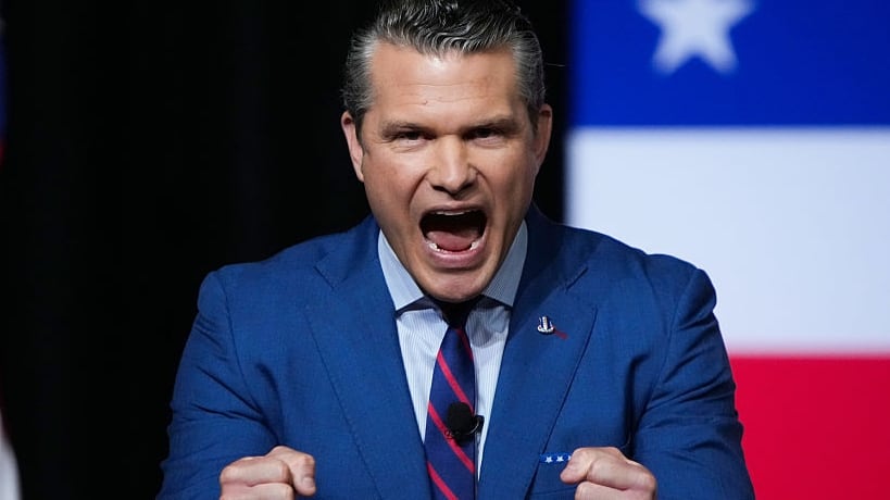 U.S. Secretary of War Pete Hegseth speaks to senior military leaders at Marine Corps Base Quantico on September 30, 2025 in Quantico, Virginia.