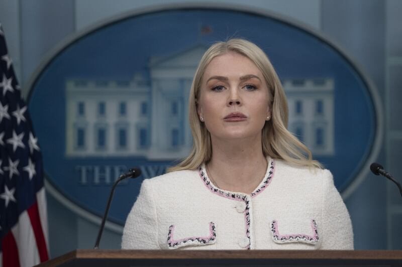 White House Press Secretary Karoline Leavitt speaks at the White House press briefing room in Washington DC, United States, on October 23, 2025.
