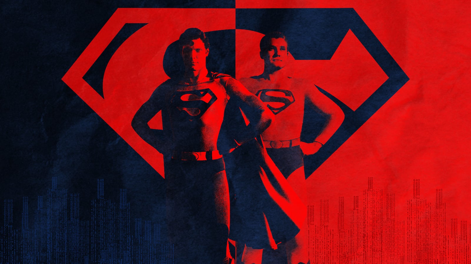 Christopher Reeve and George Reeves as Superman