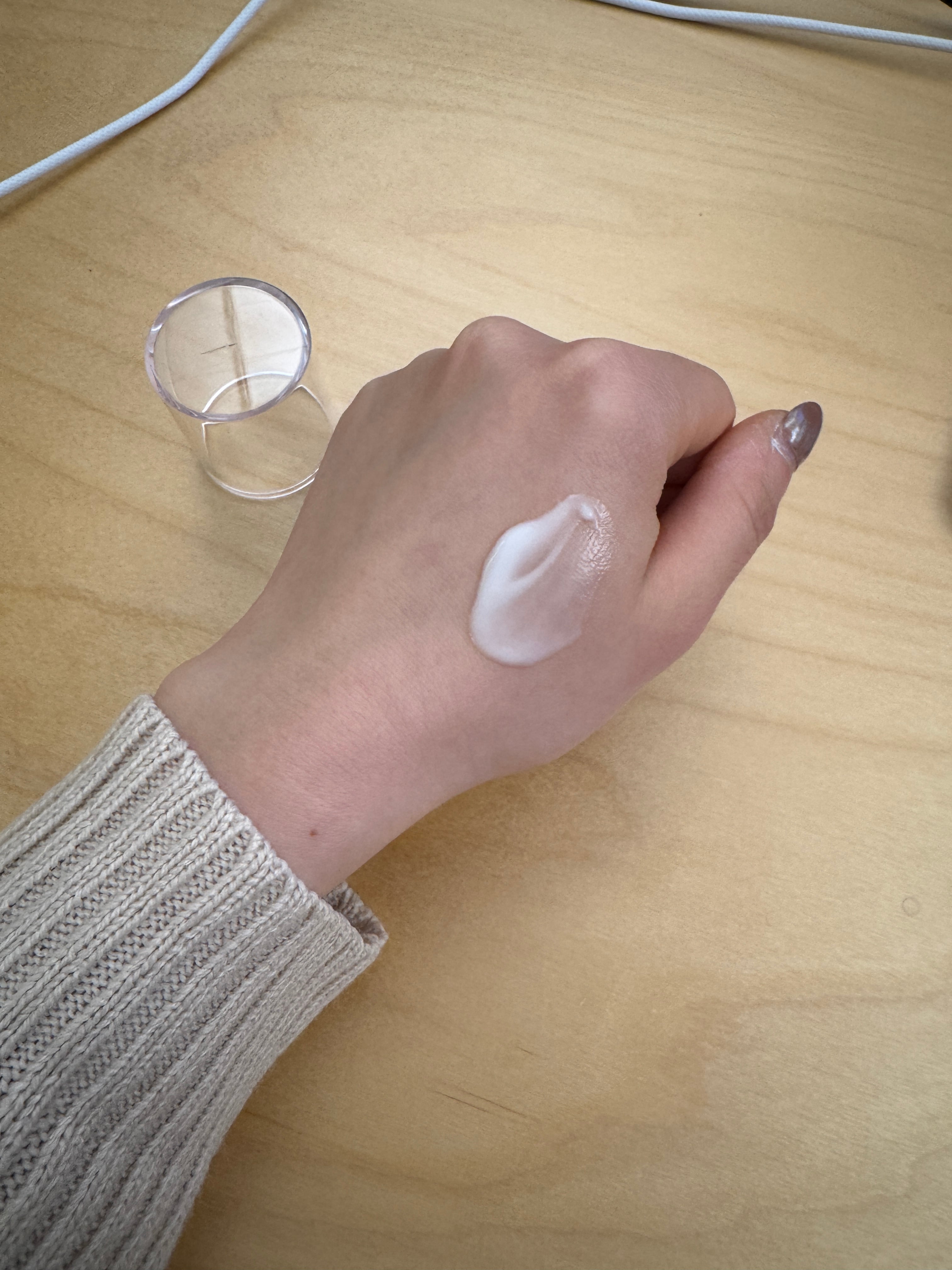 A swatch of the moisturizer on my hand.