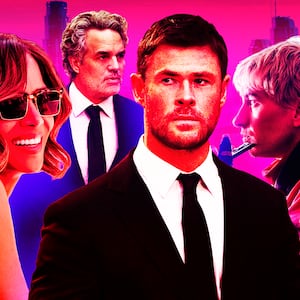 A photo illustration of Halle Berry, Mark Ruffalo, Chris Hemsworth, and Barry Keoghan.