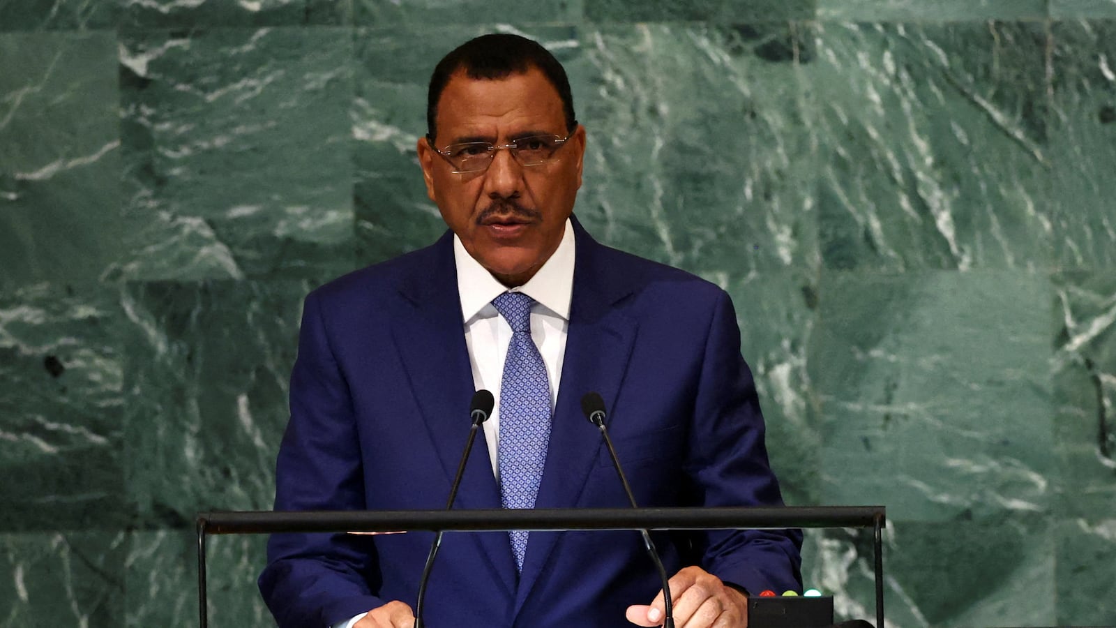 Niger’s President Mohamed Bazoum addresses the 77th Session of the United Nations General Assembly at UN Headquarters in New York City, Sept. 22, 2022.