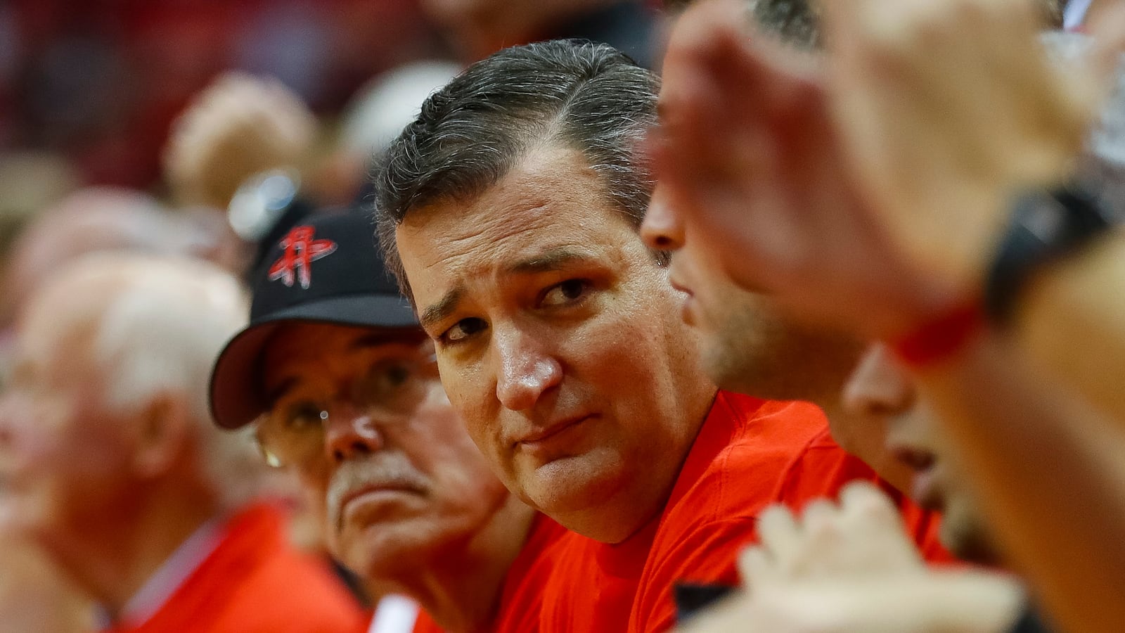 Ted Cruz watches Game 7 of the NBA Western Conference Finals at Toyota Center on Monday, May 28, 2018, in Houston. ( Brett Coomer / Houston Chronicle ) (Photo by Brett Comer/Houston Chronicle via Getty Images)