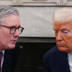 British Prime Minister Keir Starmer meets with U.S. President Donald Trump in the Oval Office at the White House on February 27, 2025 in Washington, D.C., U.S. Carl Court/Pool via REUTERS