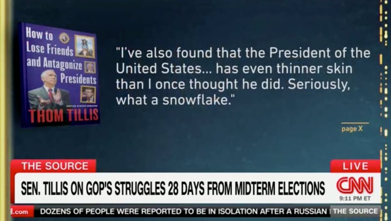 Thom Tillis talks to Kaitlan Collins on CNN.