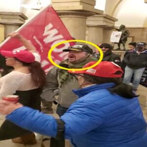 A screenshot taken from an open source video, showing Miles Adkins inside the U.S. Capitol crypt during the riot on Jan. 6, 2021. 