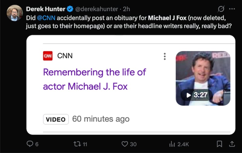 CNN's mistaken Fox tweet