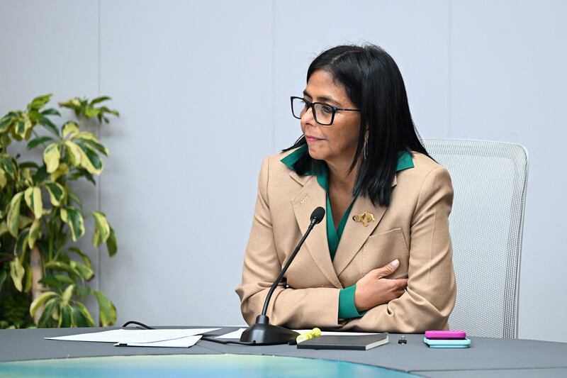 Venezuela's interim President Delcy Rodriguez. Photo by Juan BARRETO / AFP via Getty Images.