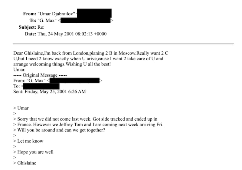 Umar Dzhabrailov Ghislaine Maxwell epstein files