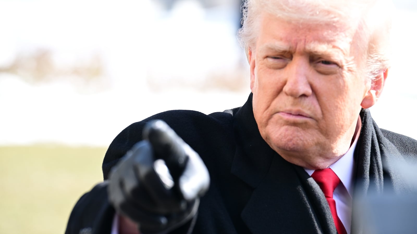 President of the United States Donald J. Trump speaks to reporters prior to departing The White House in Washington, DC, United States on January 27, 2026.