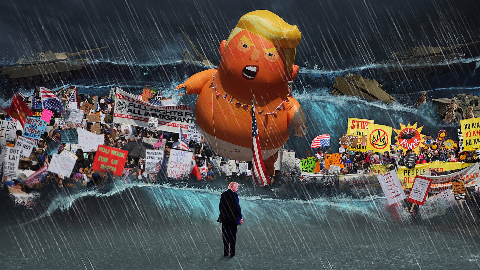 Donald Trump is getting rain and protests for his birthday.