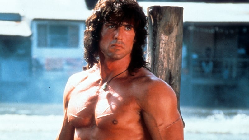 Sylvester Stallone in a scene from the film Rambo III in 1988.