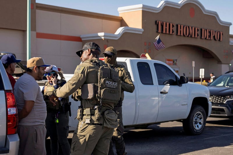 An ICE raid outside a Home Depot store