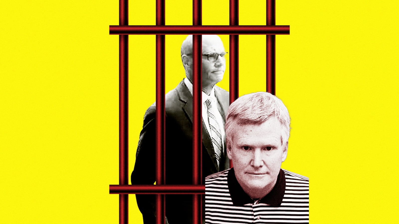 An illustration including photos of Cory Fleming and Alex Murdaugh