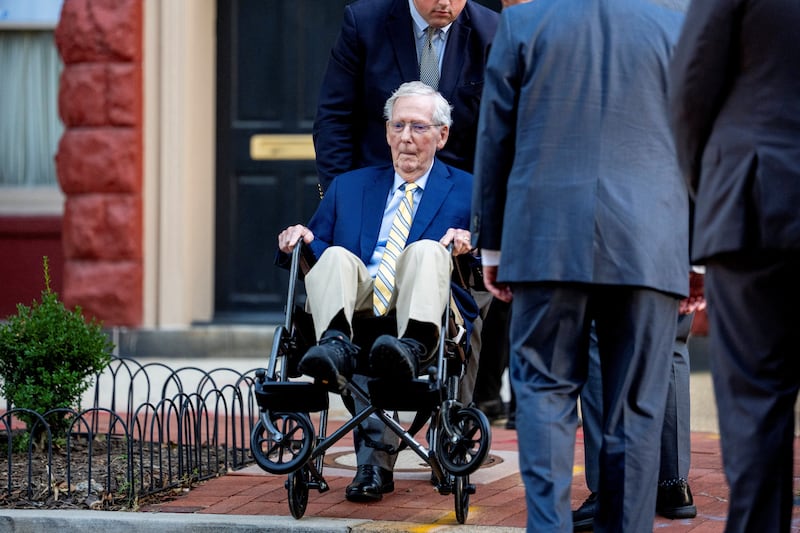 Senator Mitch McConnell returns to his residence following a vote on the Senate floor after being out of the public eye for over three months in Washington, D.C., U.S., September 14, 2026.
