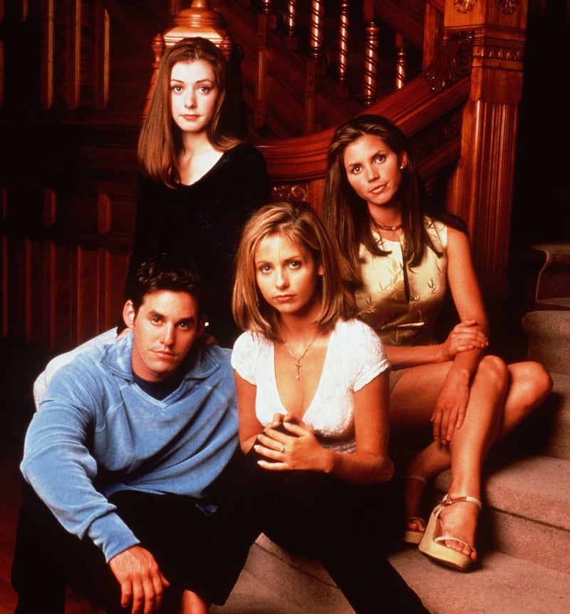 Clockwise from top left: Alyson Hannigan as Willow Rosenberg, Charisma Carpenter as Cordelia Chase, Sarah Michelle Gellar as Buffy and Nicholas Brendon as Xander Harris in "Buffy The Vampire Slayer."