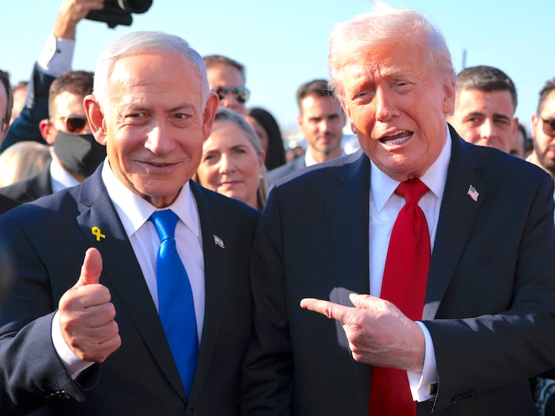 U.S. President Donald Trump speaks to Israeli Prime Minister Benjamin Netanyahu