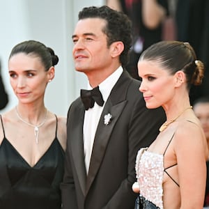 Rooney Mara, Orlando Bloom and Kate Mara at the "Bucking Fastard" premiere at The 83rd Venice International Film Festival on September 03, 2026 in Venice, Italy. (Photo by Michael Buckner/Variety via Getty Images)