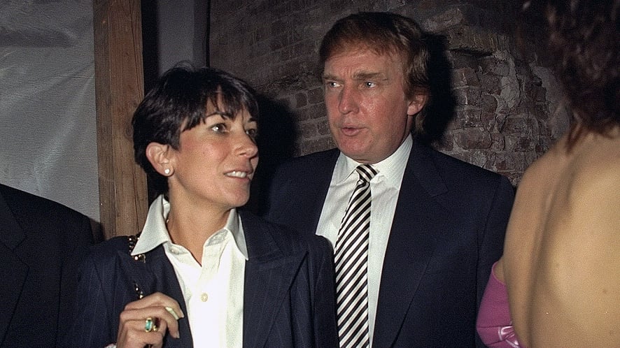 Ghislaine Maxwell and Donald Trump at the 50th anniversary for both the Ford Modeling Agency and Pantene hair care products in 1997.