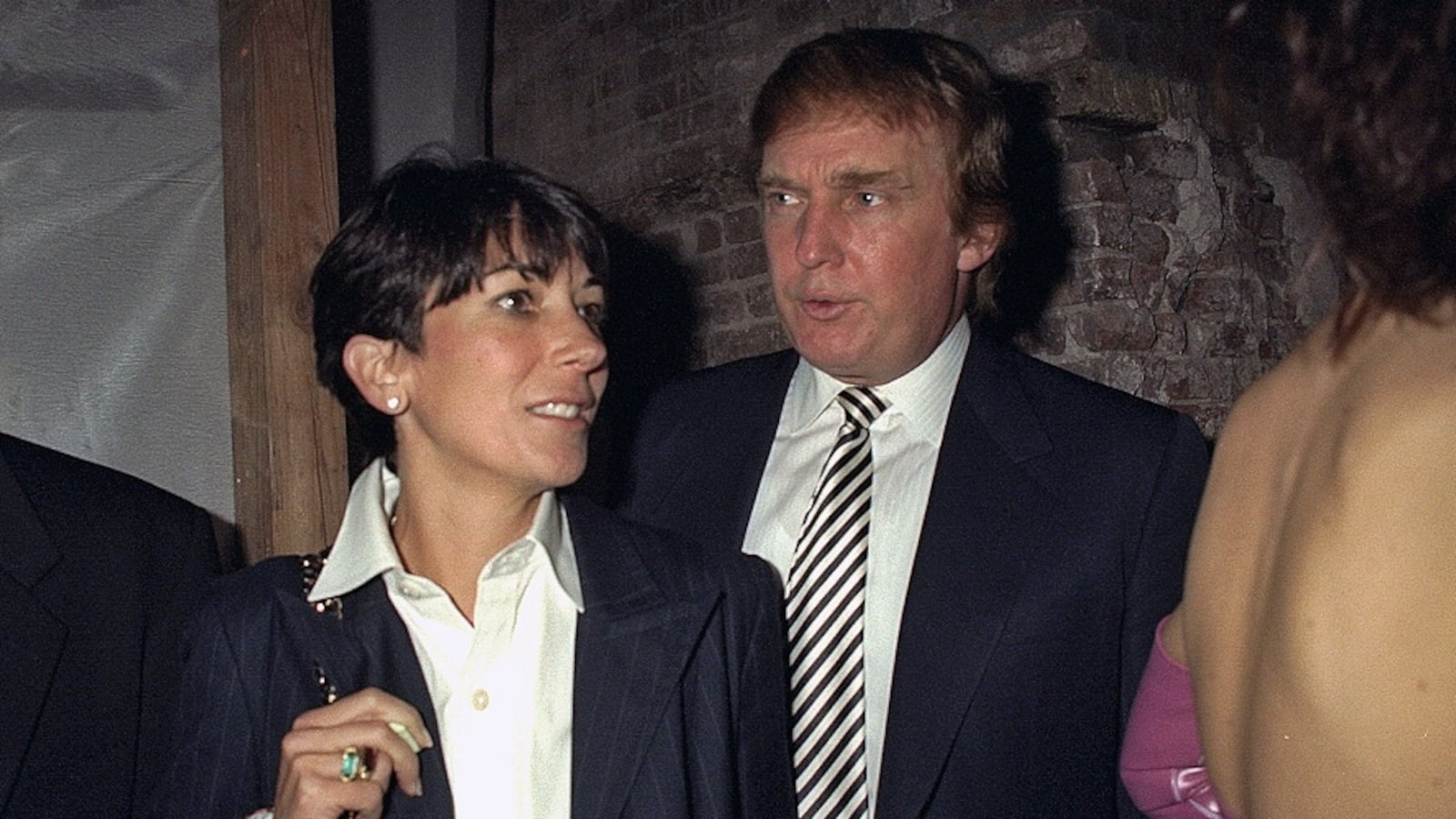 Ghislaine Maxwell and Donald Trump at the 50th anniversary for both the Ford Modeling Agency and Pantene hair care products in 1997.