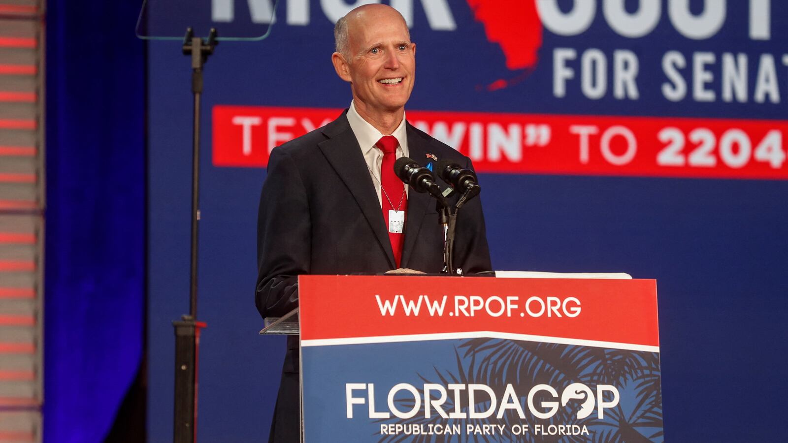 Former Florida Governor and U.S. Senator Rick Scott (R-FL) speaks during the Florida Freedom Summit in Kissimmee, Florida