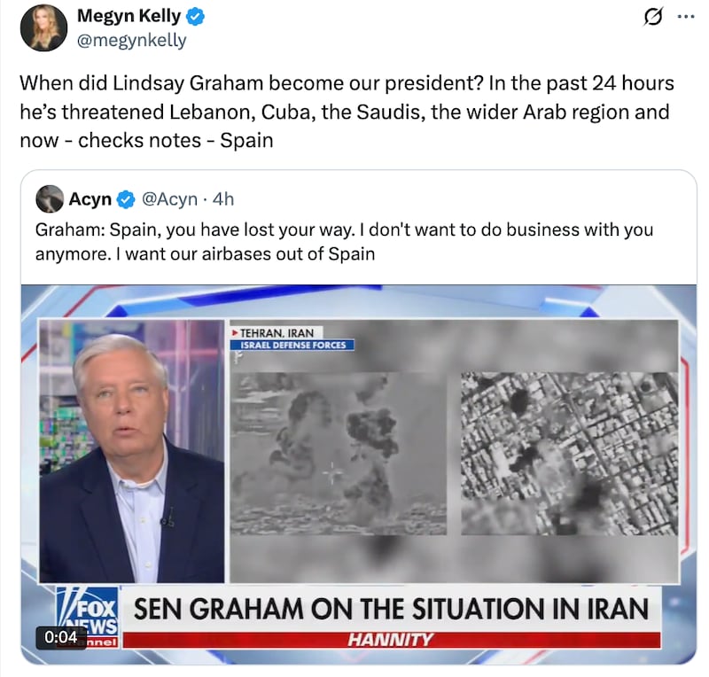 Megyn Kelly X post about Lindsey Graham
